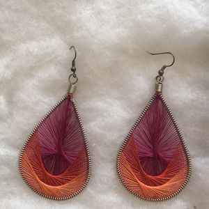 Handmade boho peacock statement earrings